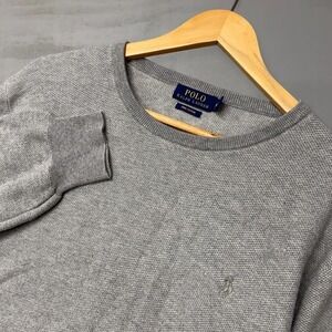 Polo Ralph Lauren Pullover Sweater Grey Pima Cotton Textured Crewneck XXL